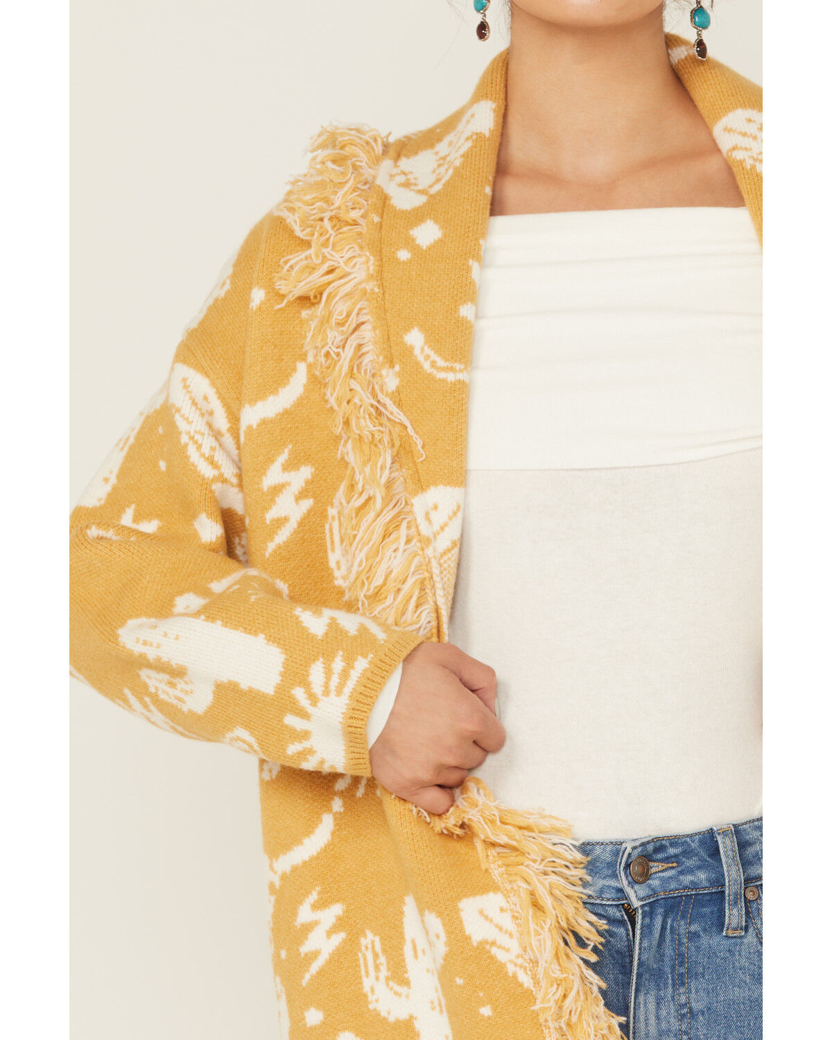 Image #2 - Blue B Women's Cactus Longline Cardigan, Mustard, hi-res