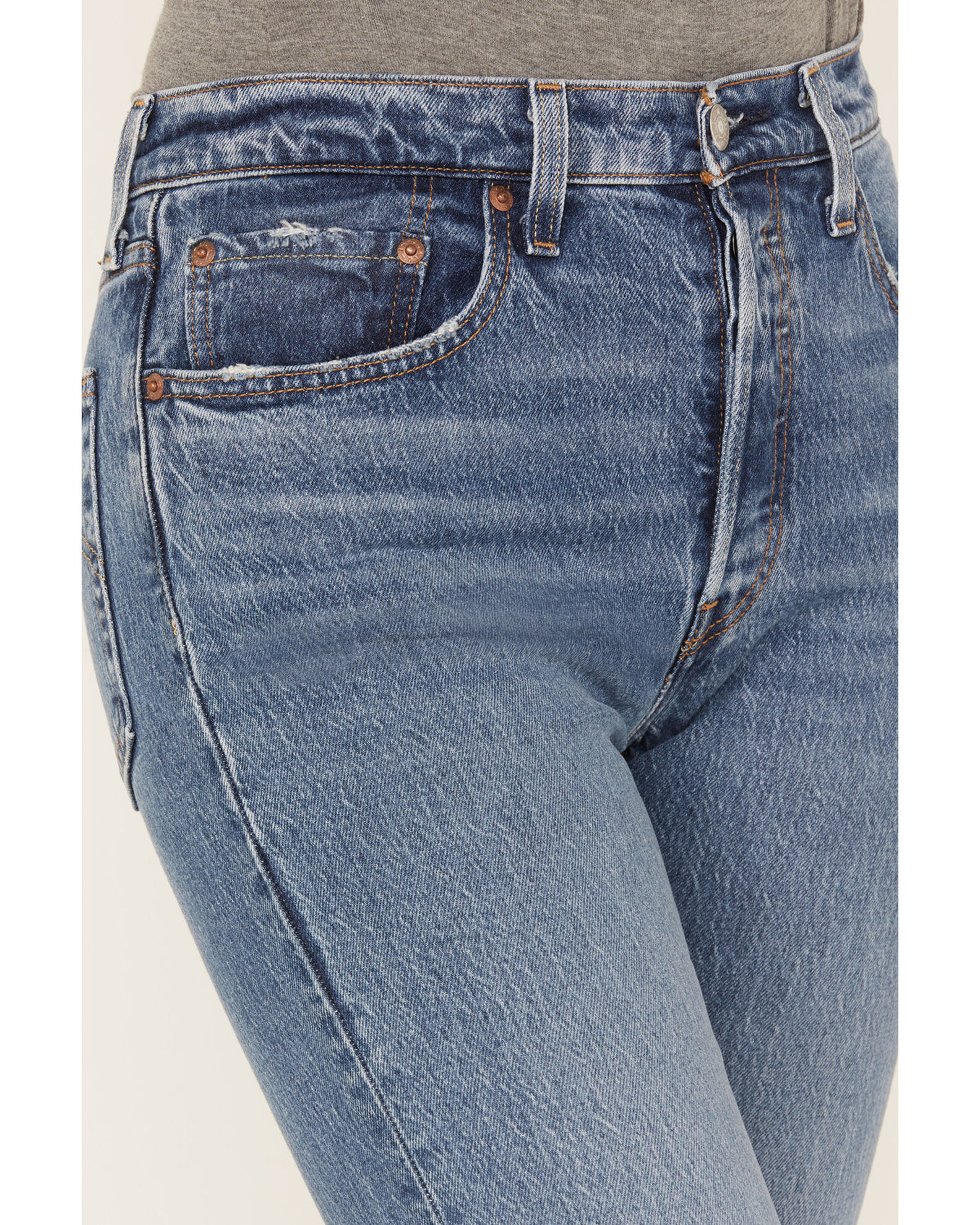 Image #2 - Levi's Women's Medium Wash 501 Worn In Jeans, Medium Wash, hi-res