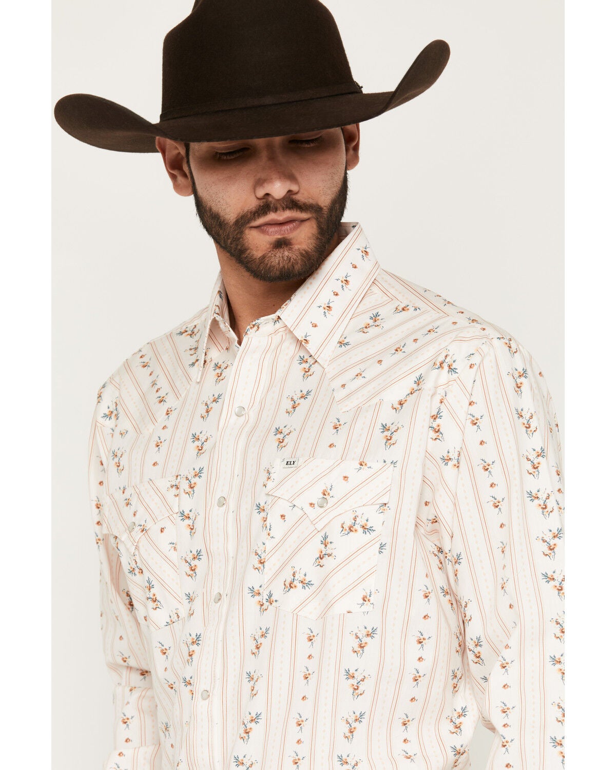 Image #2 - Ely Walker Men's Wallpaper Floral Print Long Sleeve Pearl Snap Western Shirt, Cream, hi-res