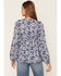 Image #4 - Wild Moss Women's Floral Print Ruffle Long Sleeve Top, Navy, hi-res