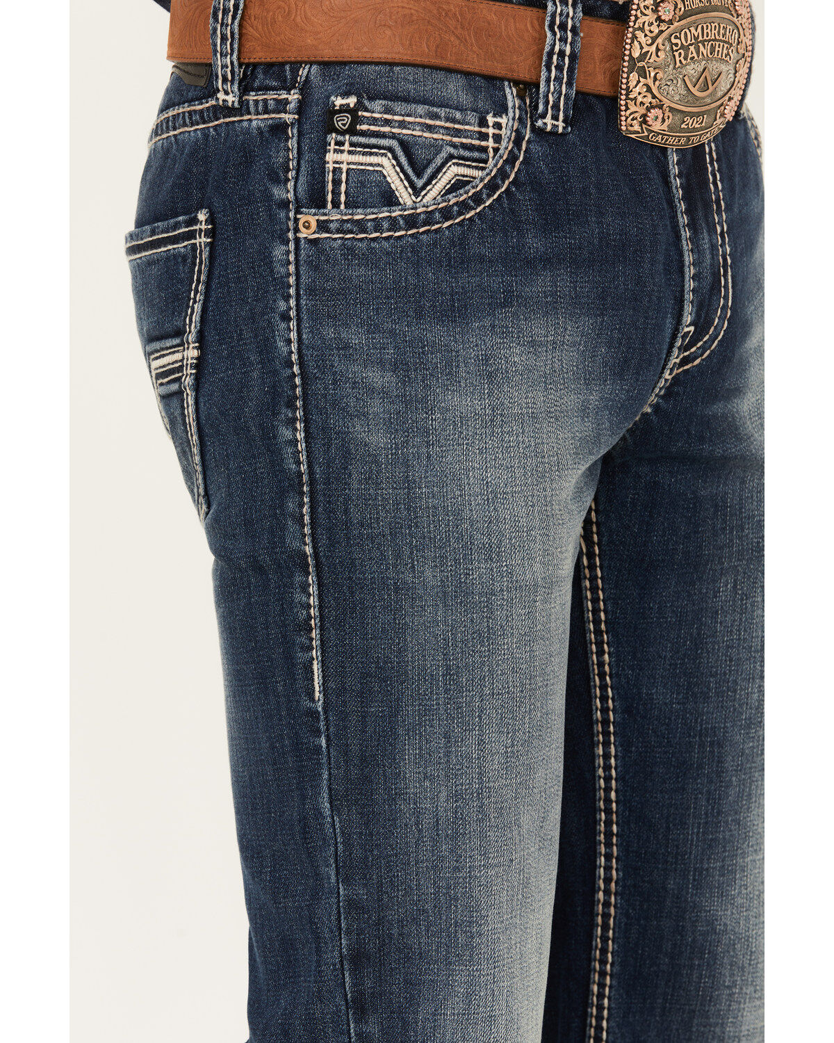 Image #4 - Rock & Roll Denim Men's Pistol Dark Vintage Wash Straight Rigid Denim Jeans, , hi-res
