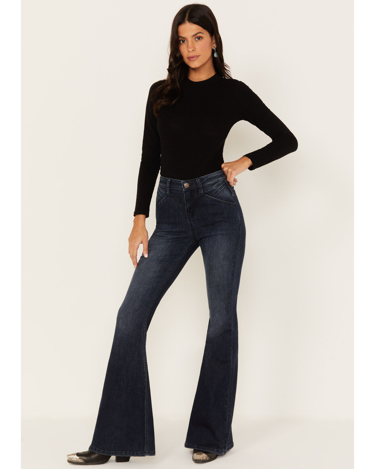 Shyanne Women's Dark Wash High Rise Eden Stretch Flare Jeans