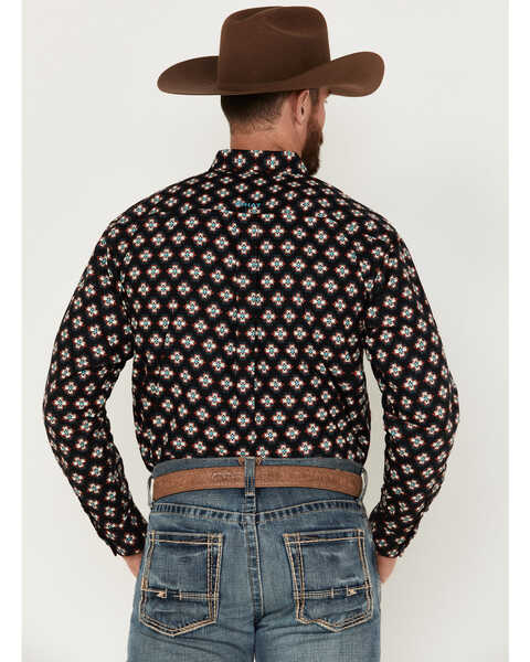 Ariat Men's Kasey Geometric Southwestern Print Long Sleeve Button-Down Western Shirt, Black, hi-res