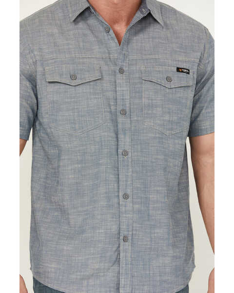 Image #3 - Hawx Men's Chambray Short Sleeve Button-Down Stretch Work Shirt, Blue, hi-res