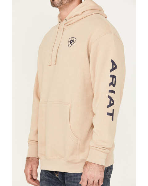 Ariat Men's Logo Hooded Sweatshirt, Tan, hi-res