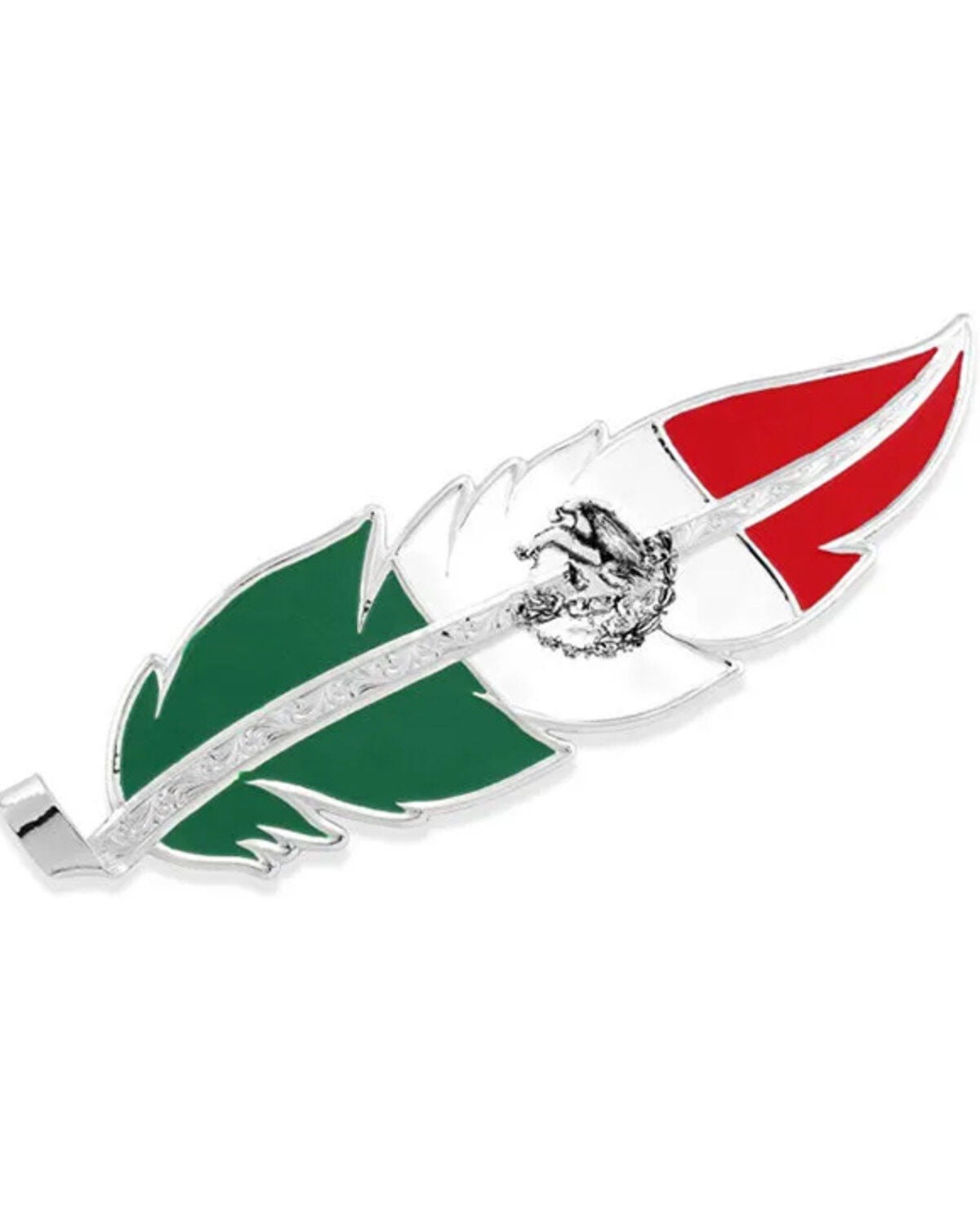 Montana Silversmiths Men's Mexico Flag Hat Feather, Silver, hi-res