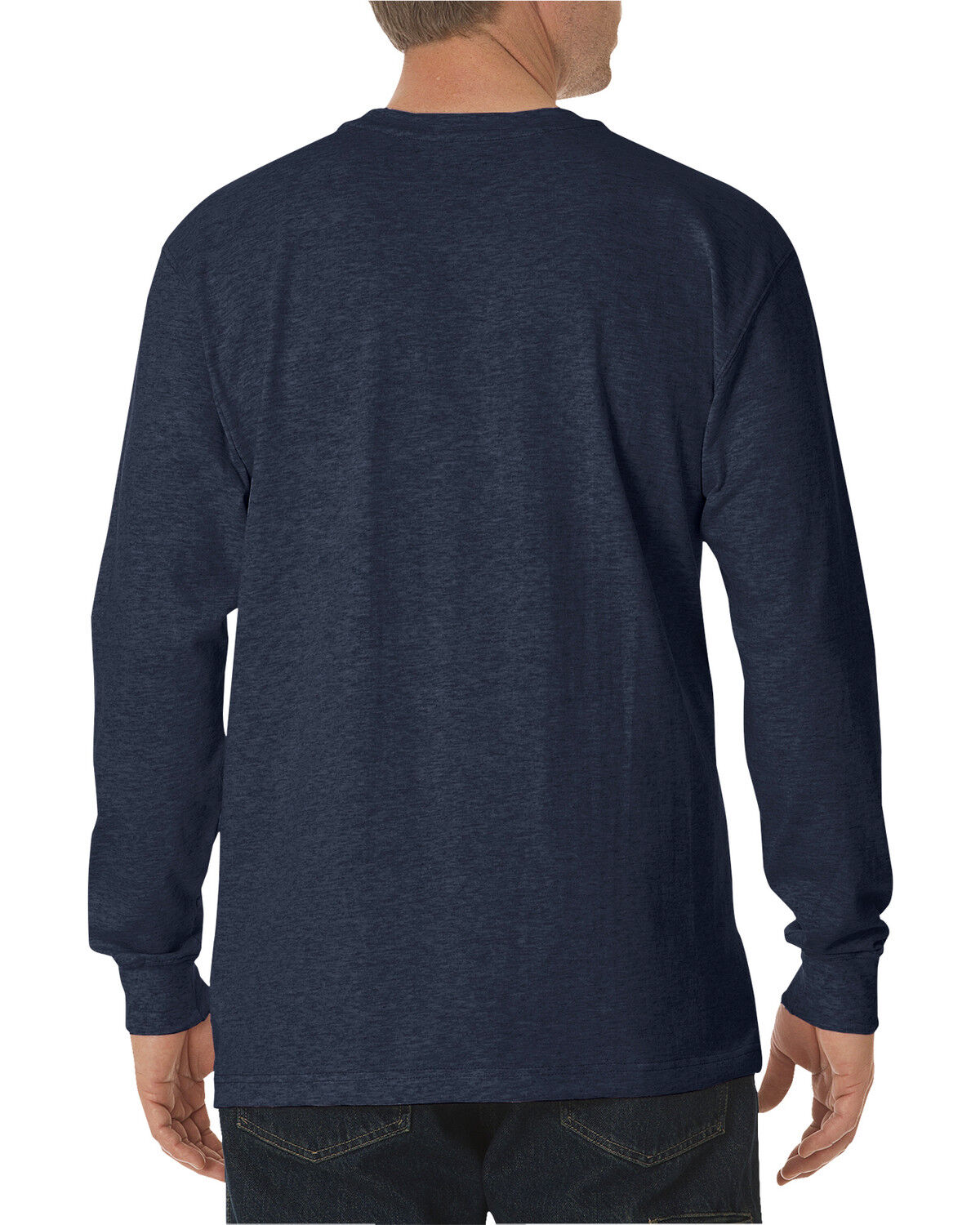Image #2 - Dickies Men's Long Sleeve Heavyweight Crew Neck Tee, Navy, hi-res