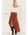 Shyanne Women's Embroidered Swiss Dot Mesh Wrap Skirt, Brown, hi-res