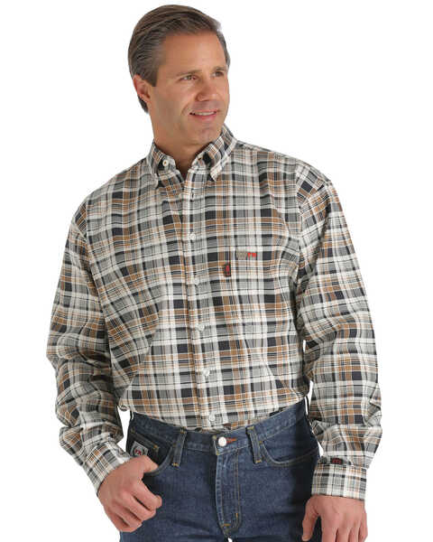 Image #1 - Cinch Men's FR Plaid Print Long Sleeve Button Down Shirt, , hi-res