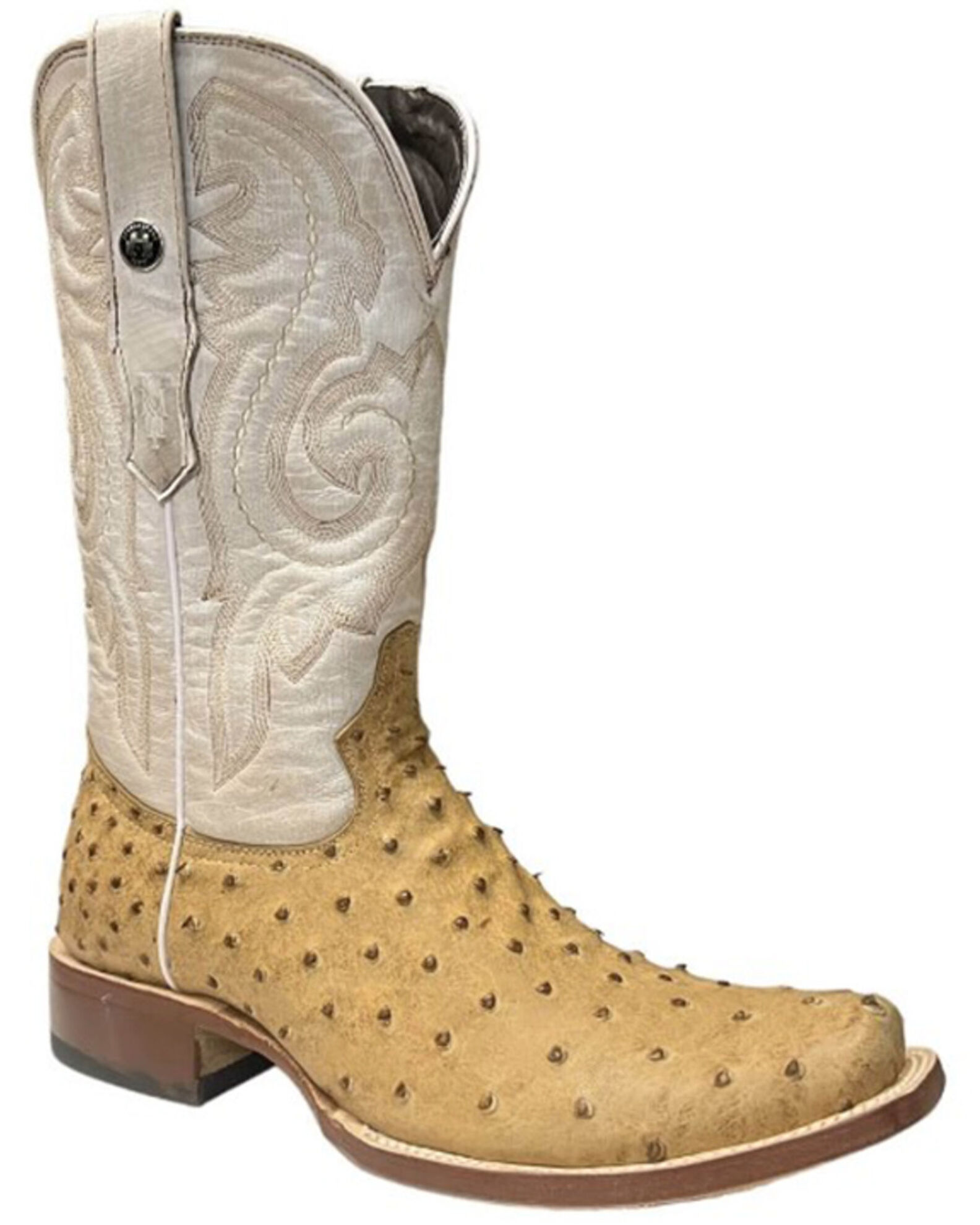 Tanner Mark Men s Ostrich Print Western Boots Square Toe