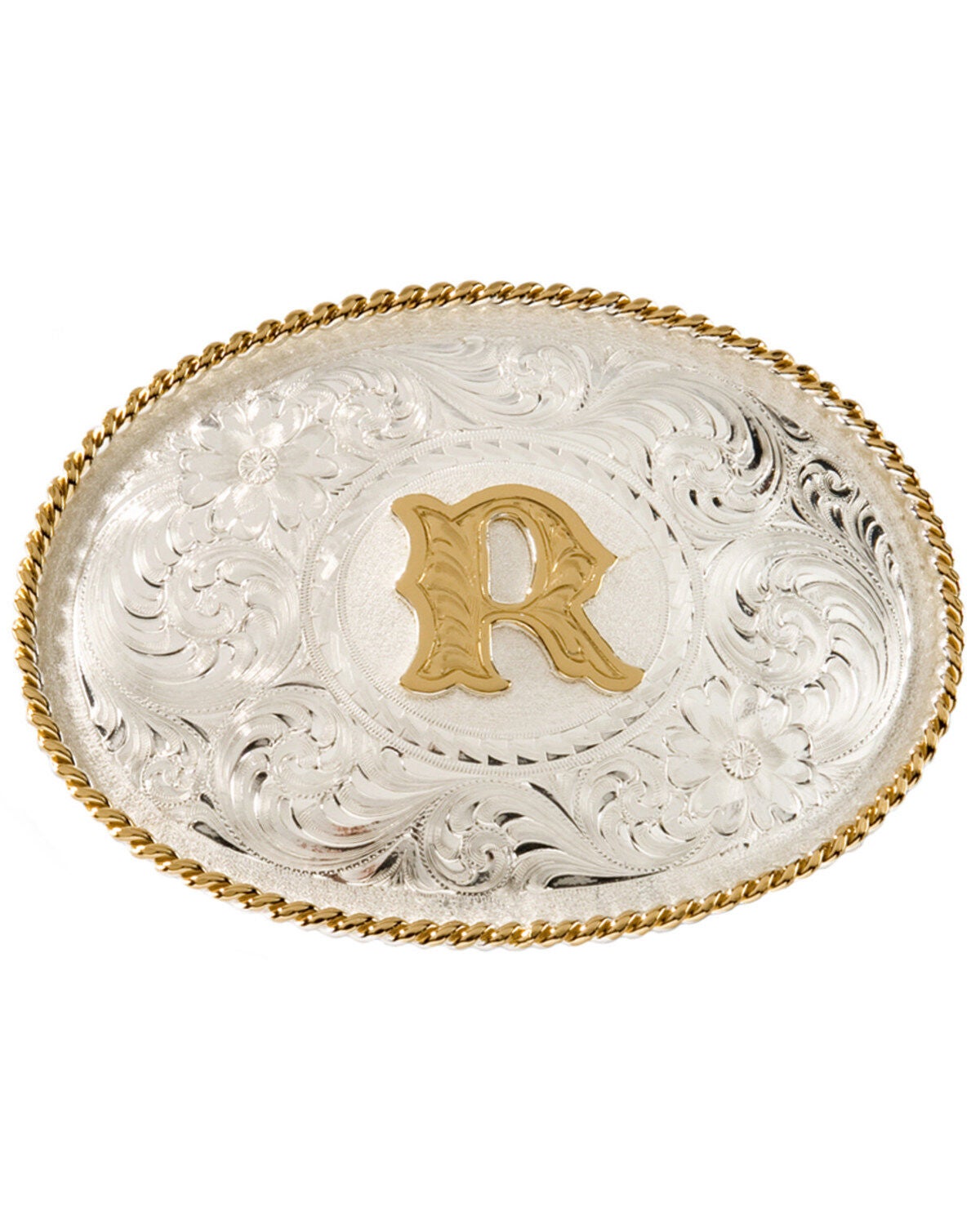 Montana Silversmiths Initial "R" Belt Buckle, Silver, hi-res