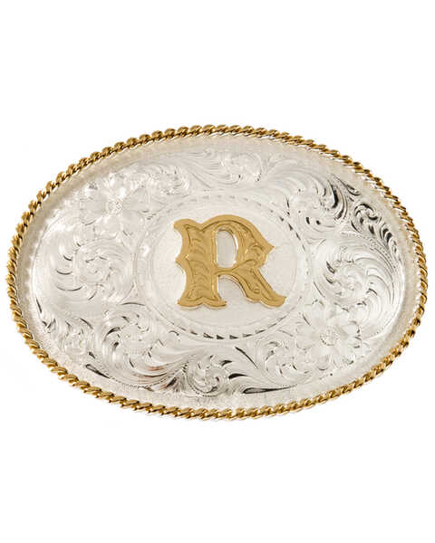 Montana Silversmiths Initial R Western Buckle, Silver, hi-res