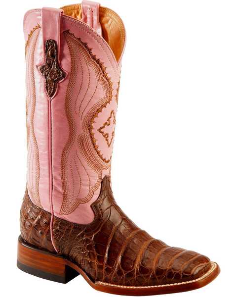 Image #1 - Ferrini Women's Caiman Belly Western Boots - Broad Square Toe, , hi-res