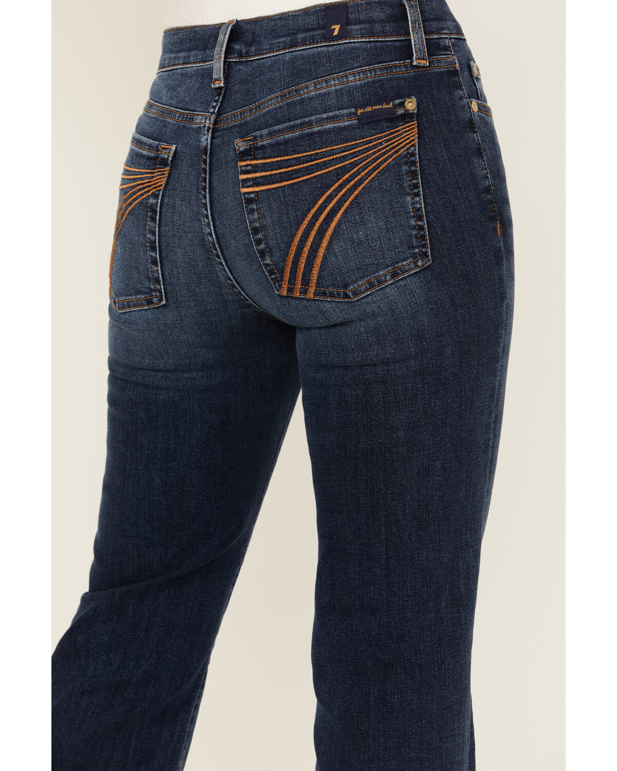 7 For All Mankind Women's High Wave Dark Wash Mid Rise