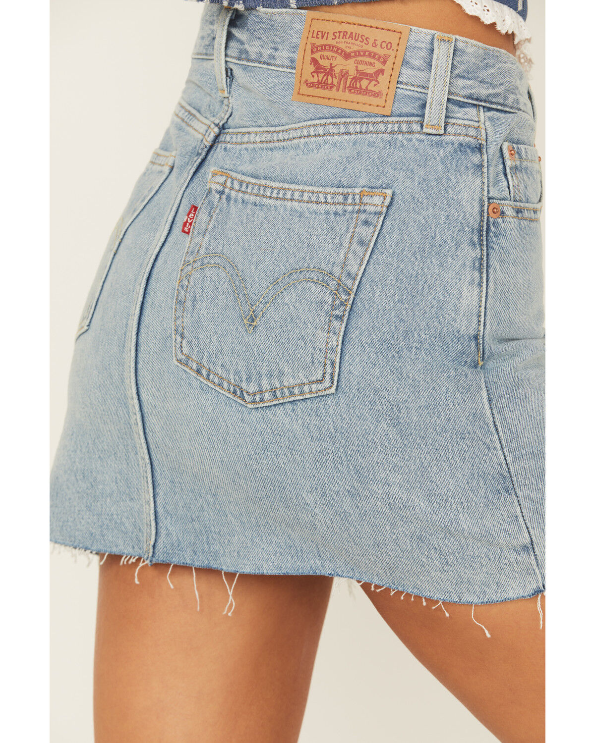 Image #4 - Levi's Women's Icon Light Wash Raw Hem Denim Mini Skirt, Blue, hi-res