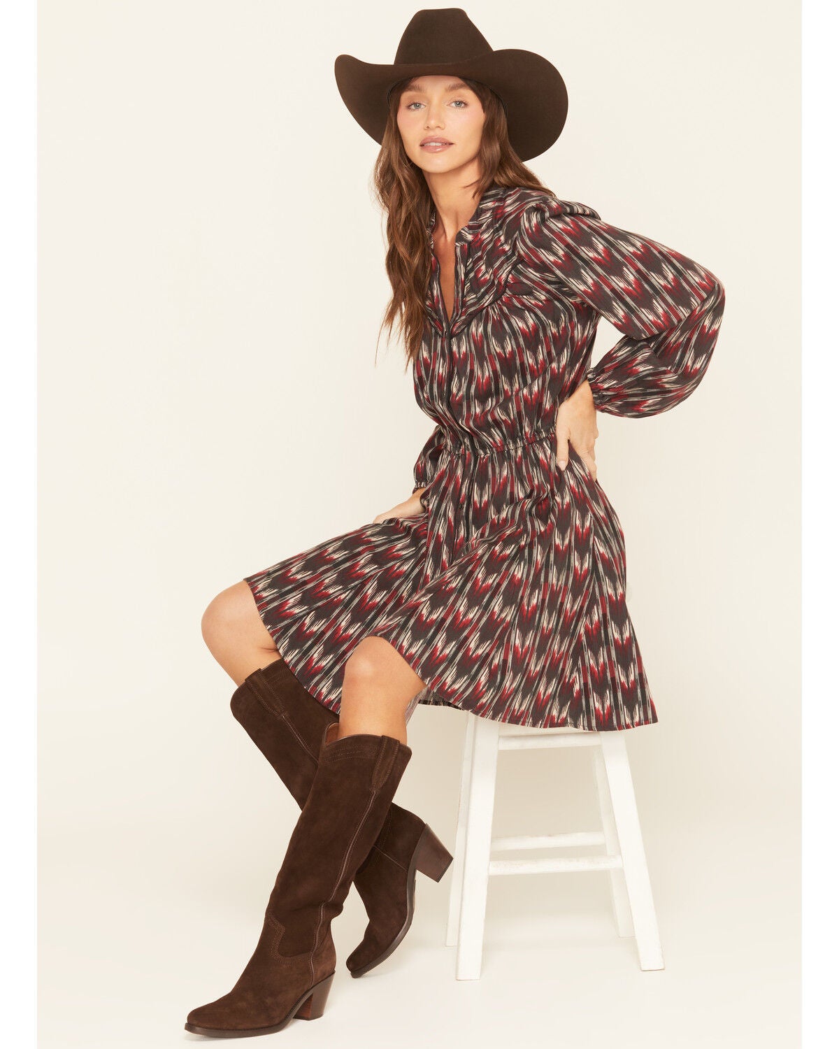 Image #1 - Ariat Women's Crawford Southwestern Print Long Sleeve Mini Dress, Multi, hi-res