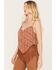 Rock & Roll Denim Women's Floral Fringe Tank Top, Brown, hi-res