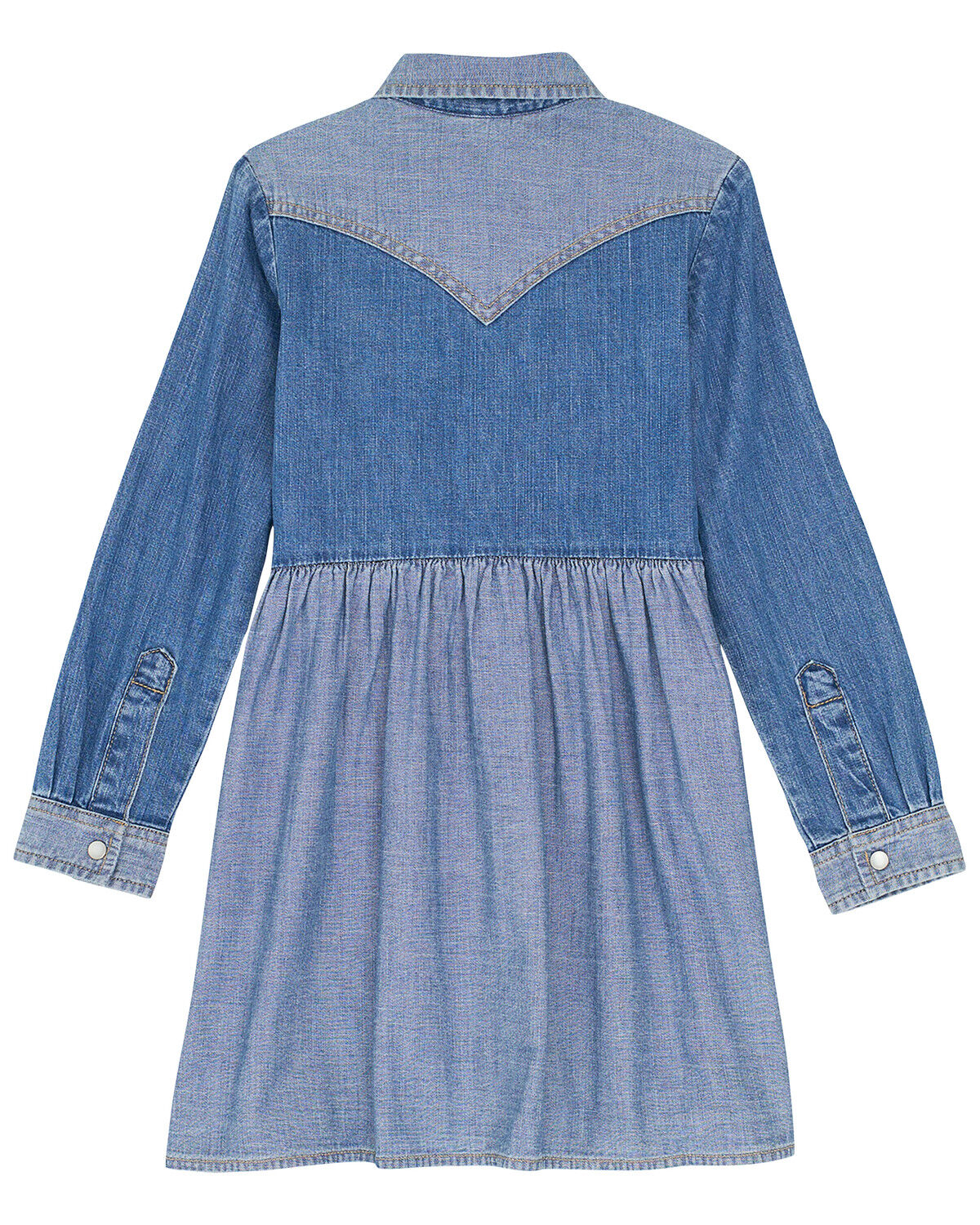 Image #2 - Wrangler Toddler Girls' Two Tone Long Sleeve Dress, Blue, hi-res