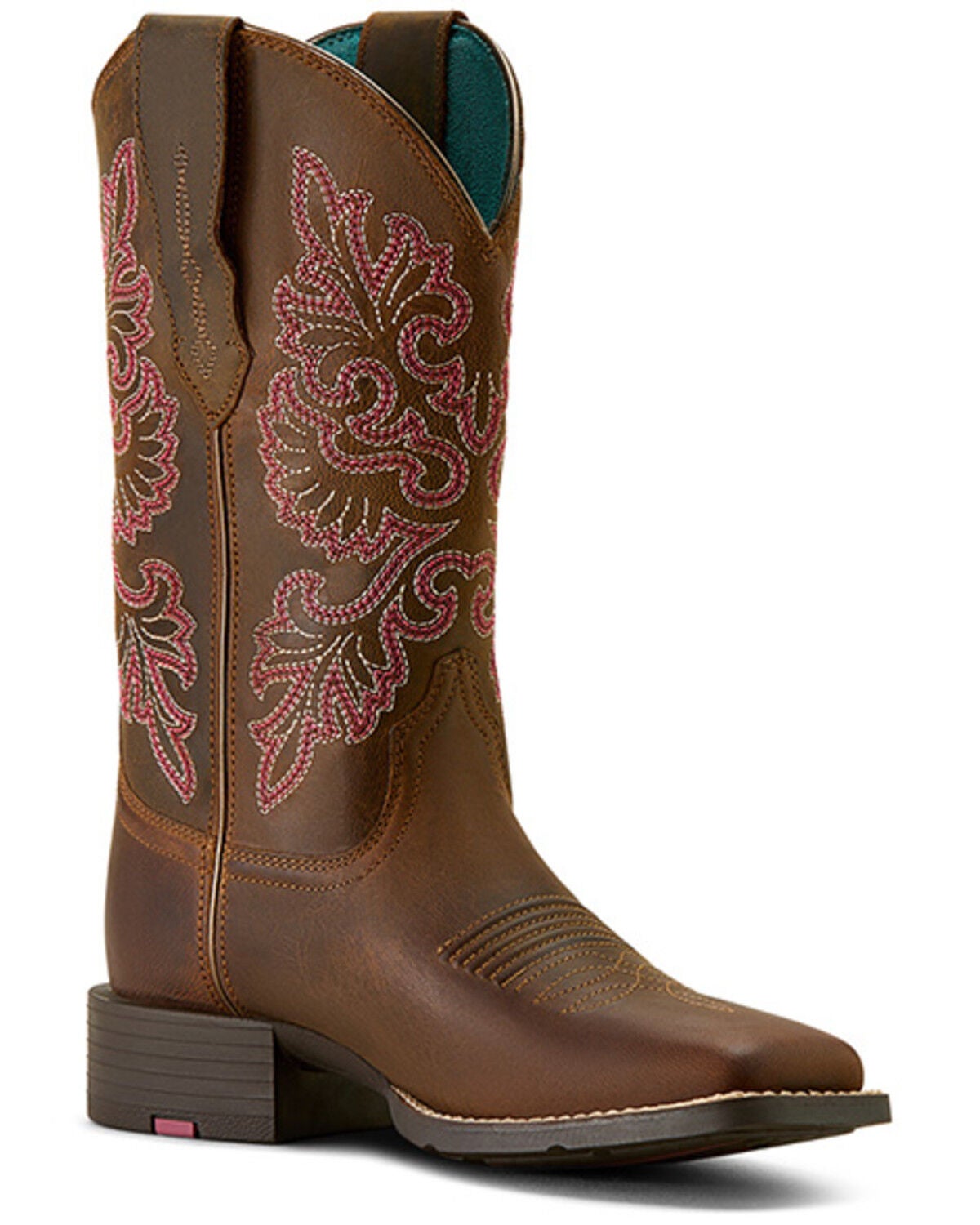 Ariat Women's Round Up StretchFit Western Boots - Broad Square Toe, Brown, hi-res