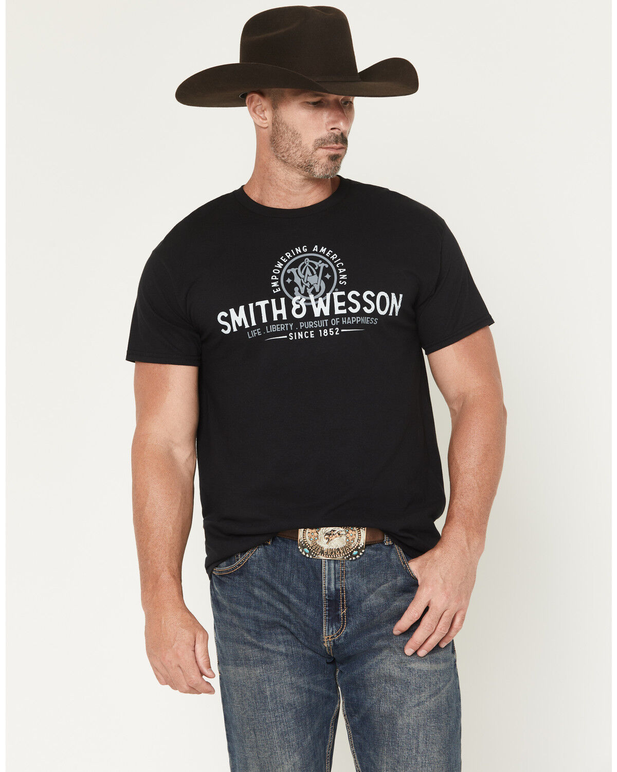 Image #1 - Smith & Wesson Men's Preserving Freedom Short Sleeve Graphic T-Shirt, Black, hi-res