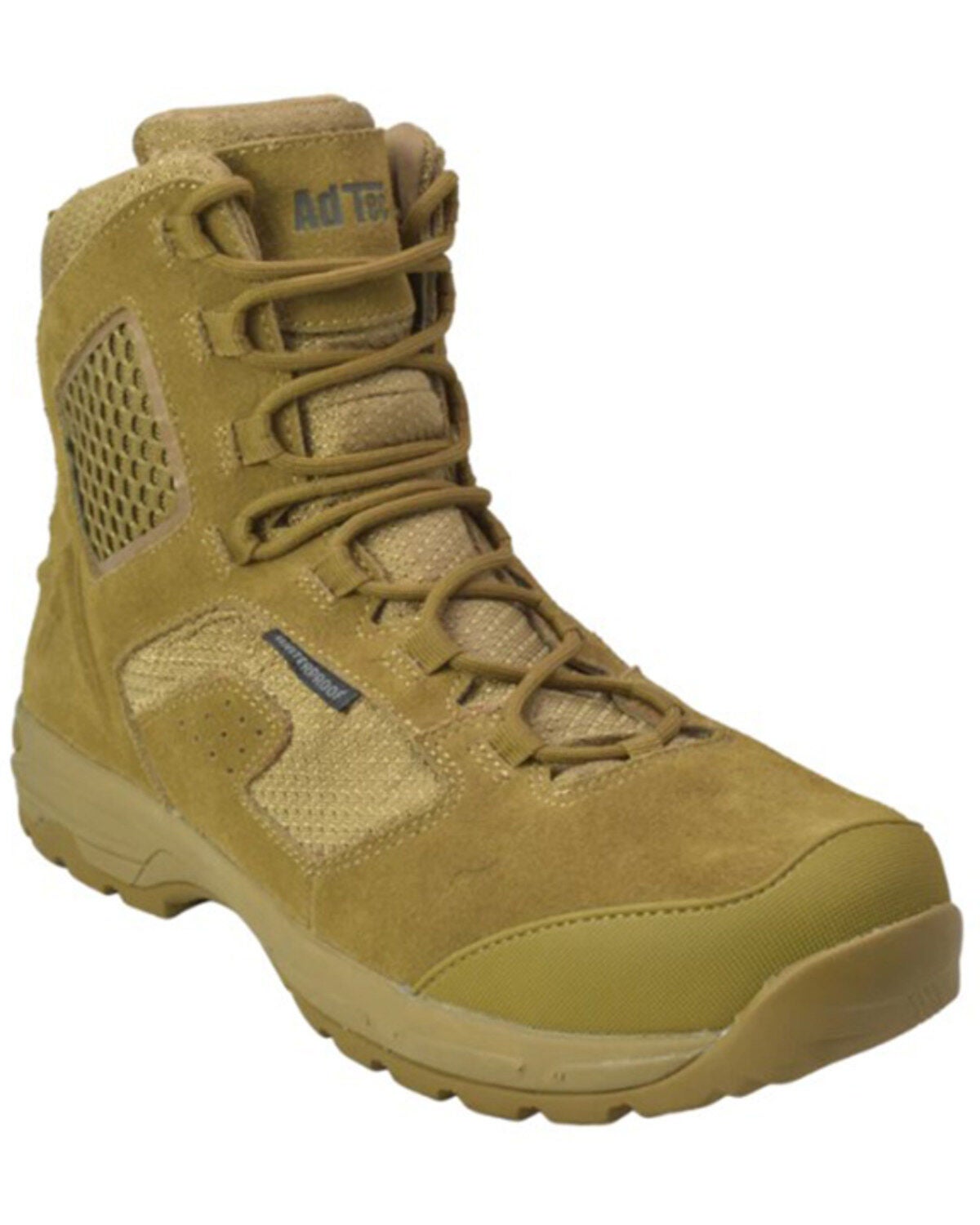 AdTec Men's 8" Waterproof Tactical Work Boots - Round Toe, Beige, hi-res