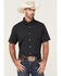 Panhandle Men's Performance Longhorn Print Short Sleeve Button Down Western Shirt , Black, hi-res