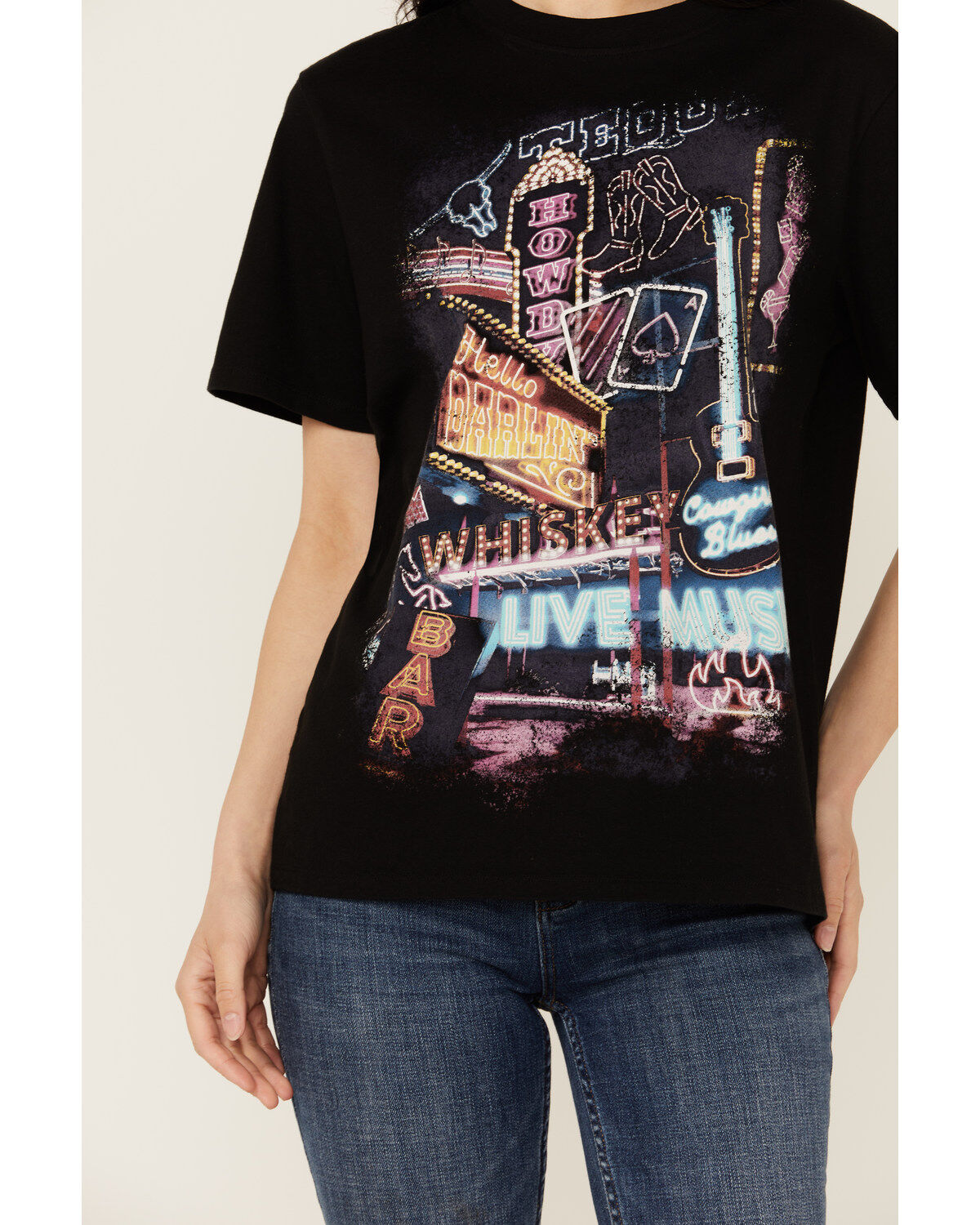 Image #3 - Idyllwind Women's Howdy Darlin Short Sleeve Boyfriend Graphic Tee, Black, hi-res
