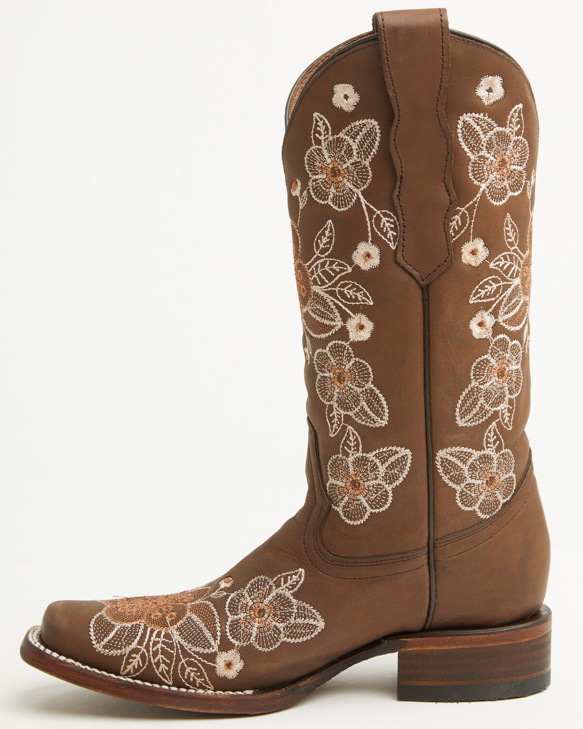 Image #3 - Circle G Women's Floral Embroidered Western Boots - Square Toe, Brown, hi-res