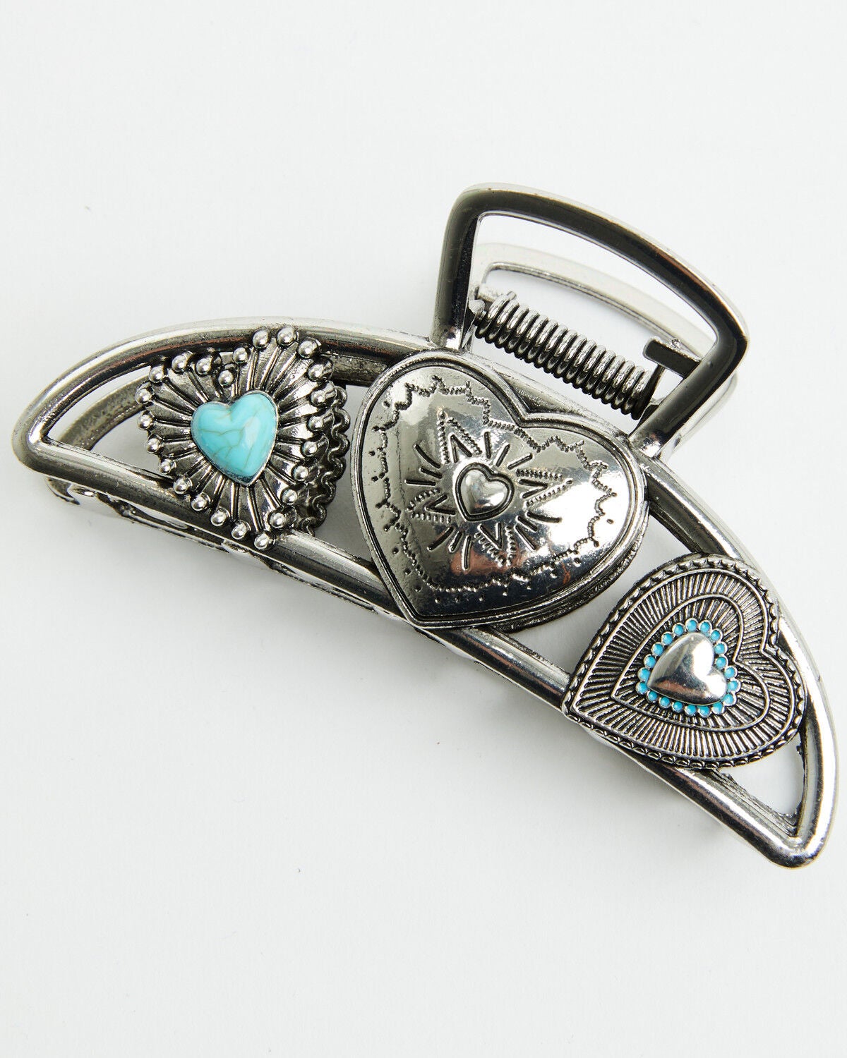 Image #2 - Shyanne Women's Silver Metal Heart Claw Clip, Silver, hi-res