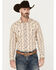 Image #1 - Cody James Men's Floral Striped Print Long Sleeve Snap Western Shirt, Tan, hi-res