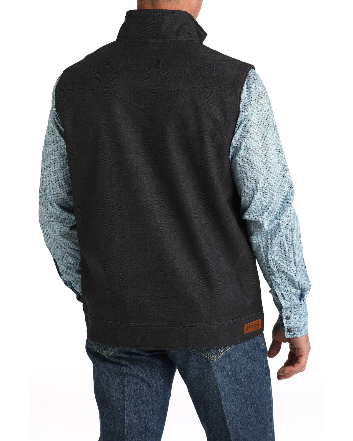 Image #3 - Cinch Men's Herringbone Textured Concealed Carry Bonded Vest, Charcoal, hi-res