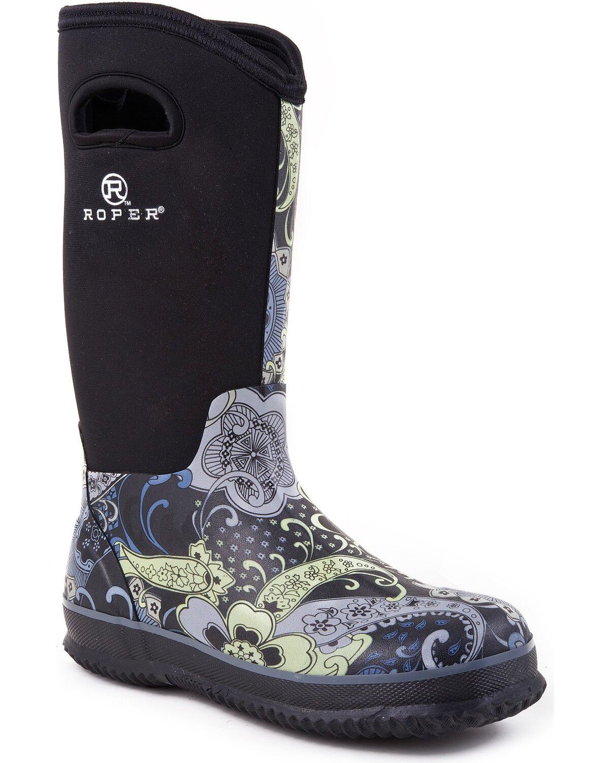 Roper Women's Neoprene Barnyard Work Boots - Soft Boots , Black, hi-res