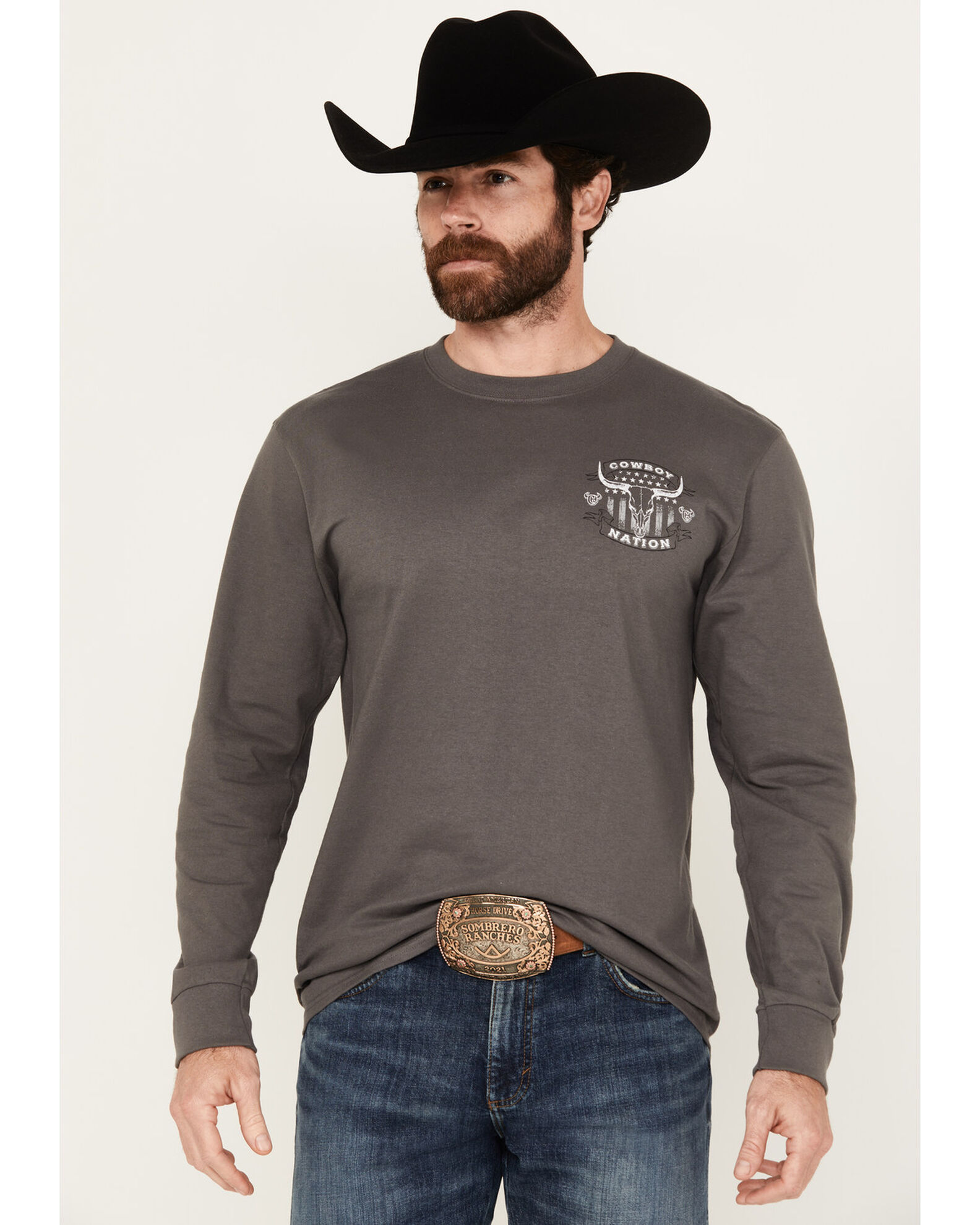 Cowboy Hardware Men's Nation Long Sleeve Graphic T-Shirt