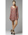 Image #1 - Glam Women's Rust Floral Cut Out Trapeze Dress , , hi-res
