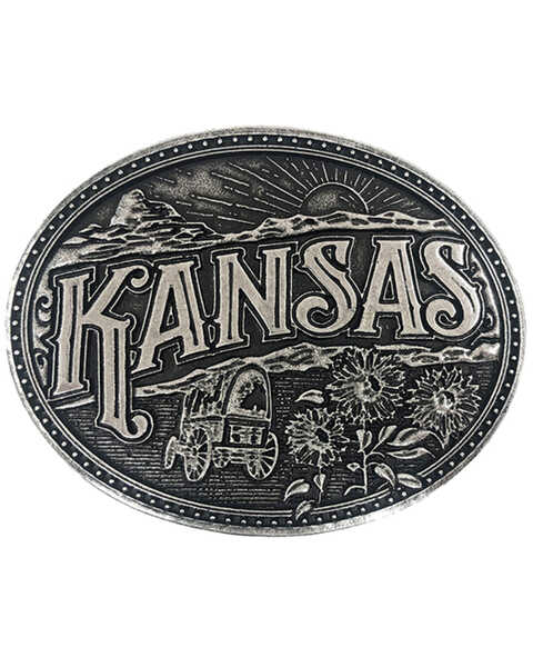 Cody James Men's Kansas Heritage Belt Buckle , Silver, hi-res