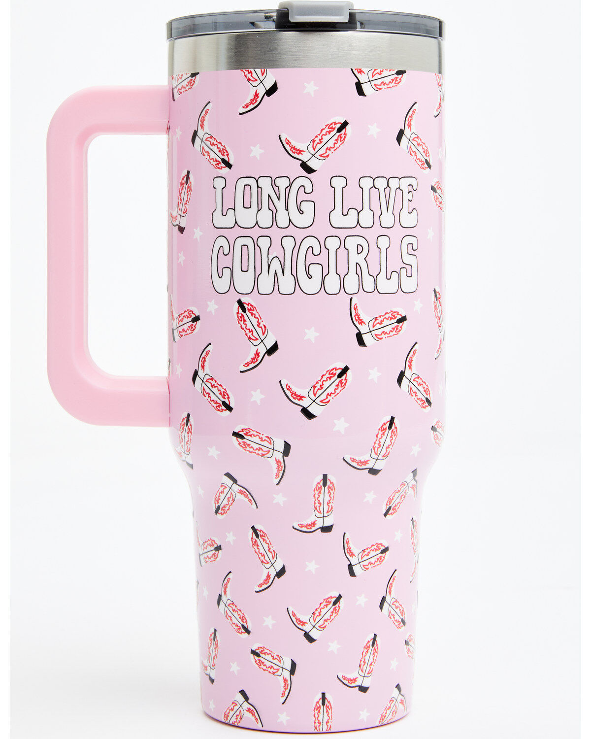Image #1 - Boot Barn 40oz Long Live Cowgirls Tumbler With Handle, Pink, hi-res