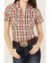 Rough Stock by Panhandle Women's Plaid Print Stretch Short Sleeve Western Snap Shirt, Rust Copper, hi-res