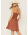 Wild Moss Women's Ditsy Rust Sleeveless Sundress, Rust Copper, hi-res
