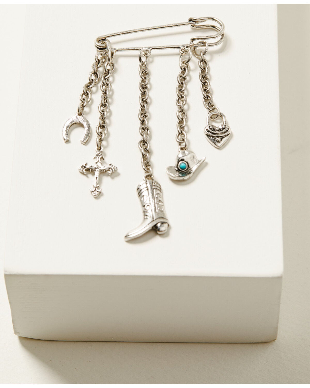 Shyanne Women's Multi Charm Boot Cross Hat Pin, Silver, hi-res