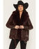 Image #1 - Azalea Wang Women's Aurelia Faux Fur Leather Jacket, Burgundy, hi-res