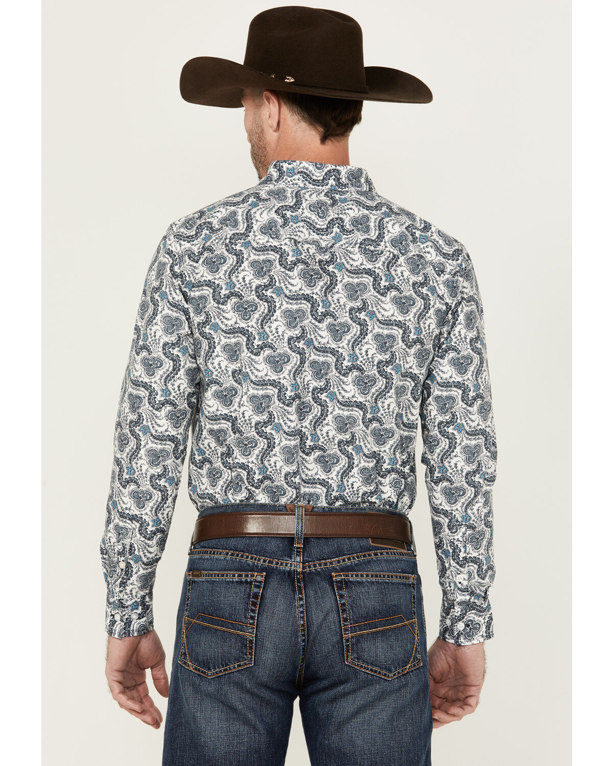 Image #4 - Gibson Men's Pop Paisley Print Long Sleeve Button-Down Western Shirt, Grey, hi-res