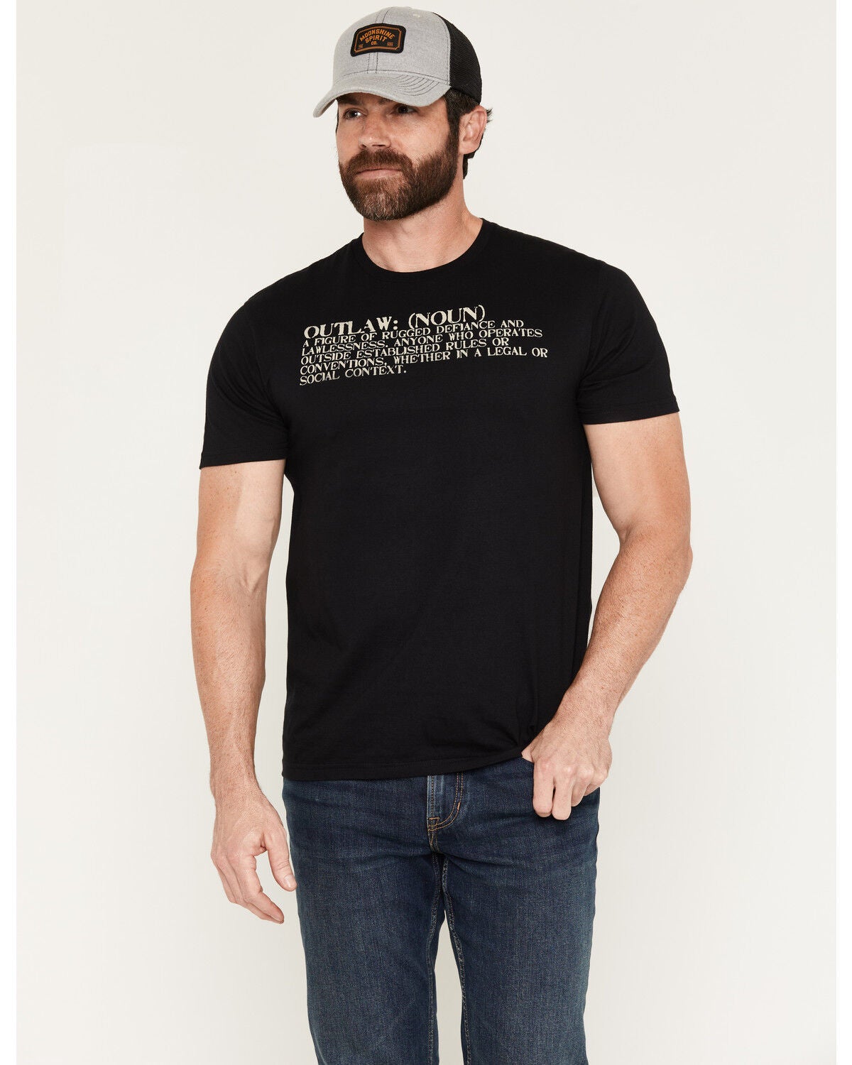 Moonshine Spirit&reg; Men's Outlaw Definition Short Sleeve Graphic T-Shirt, Black, hi-res