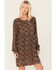 Image #1 - Stetson Women's Praire Paisley Print Long Sleeve Mini Dress, Brown, hi-res