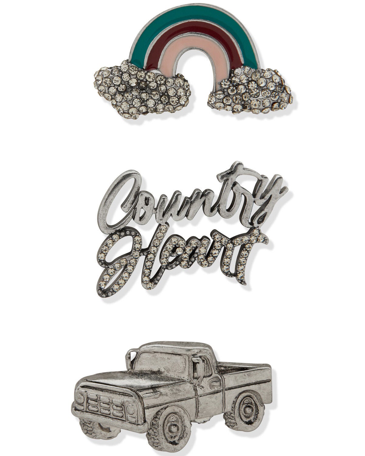 Image #1 - Lainey Wilson Women's Country Heart Pin Set - 3 Piece, Silver, hi-res