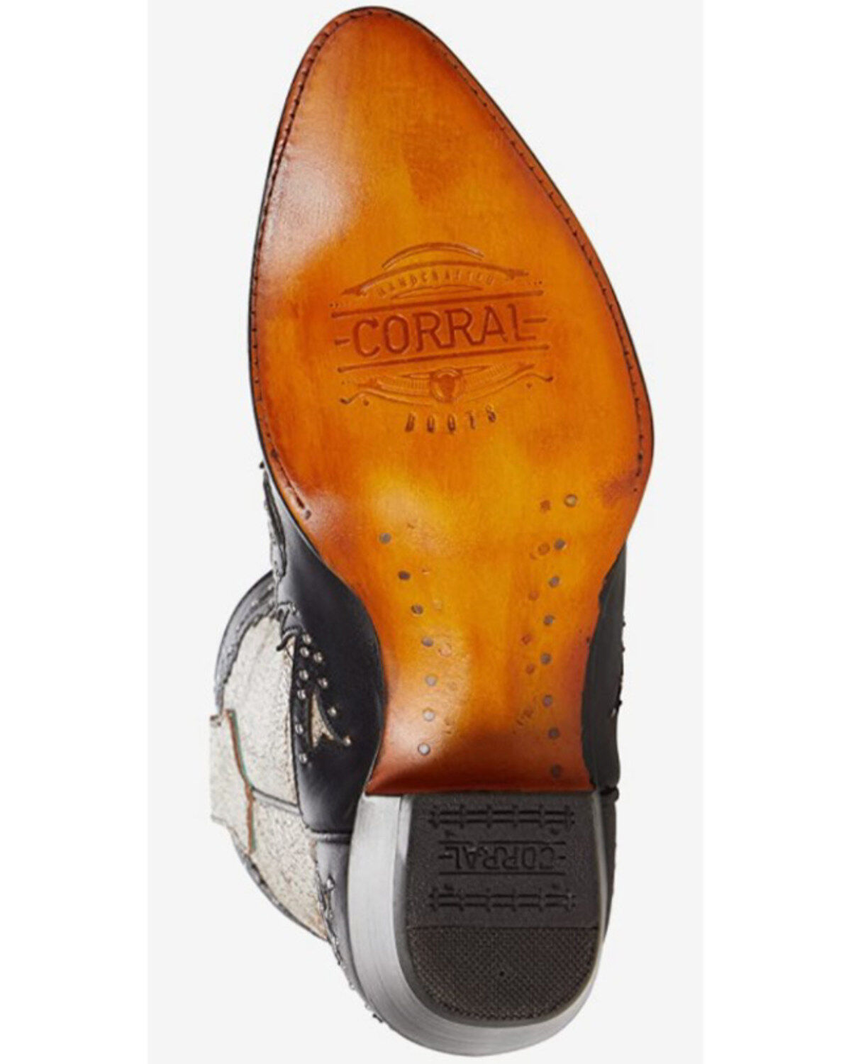 Image #6 - Corral Women's Black Overlay & Studs Western Boots - Round Toe, Black/white, hi-res