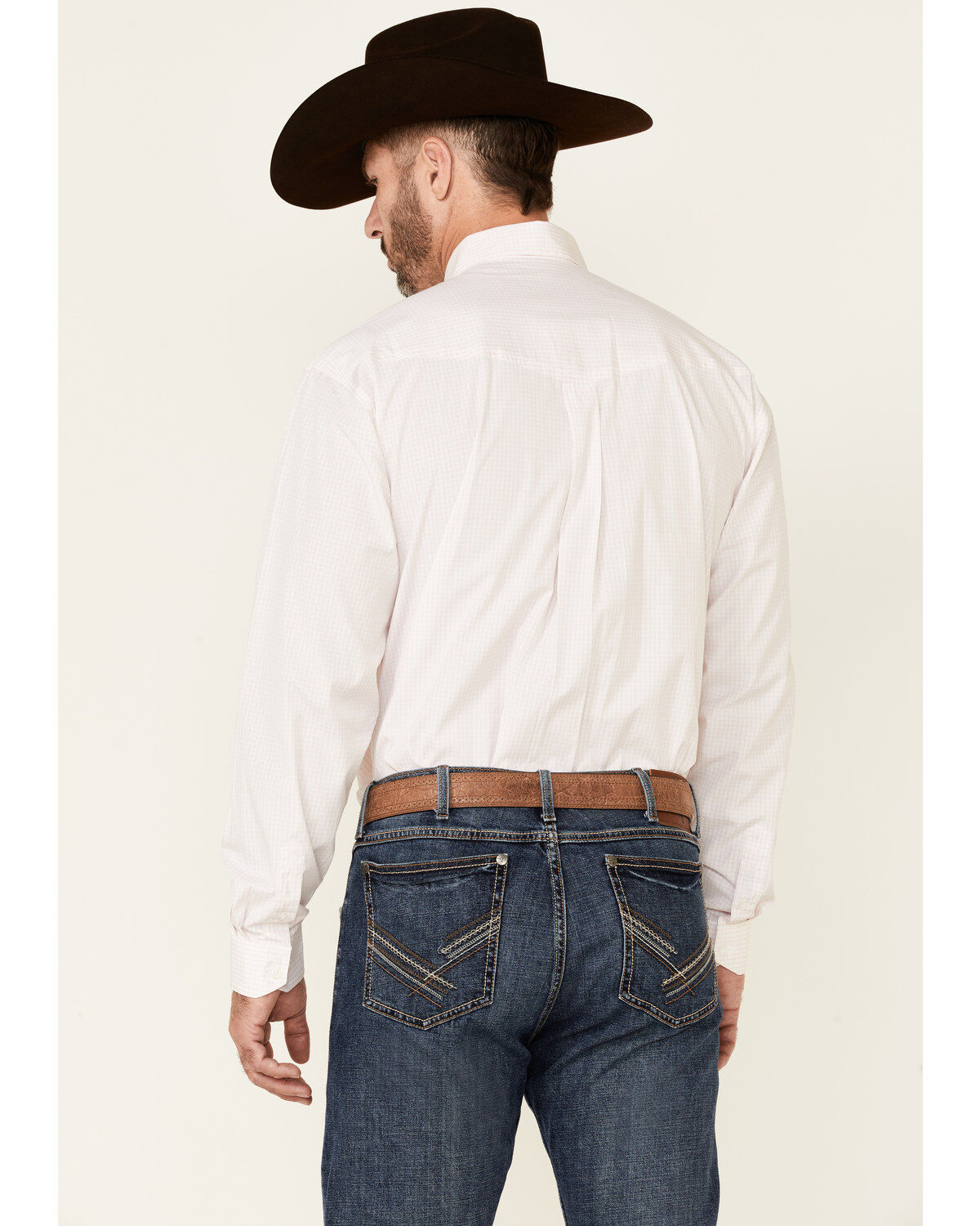 Image #4 - Stetson Men's Small Check Plaid Print Long Sleeve Button Down Western Shirt, Pink, hi-res
