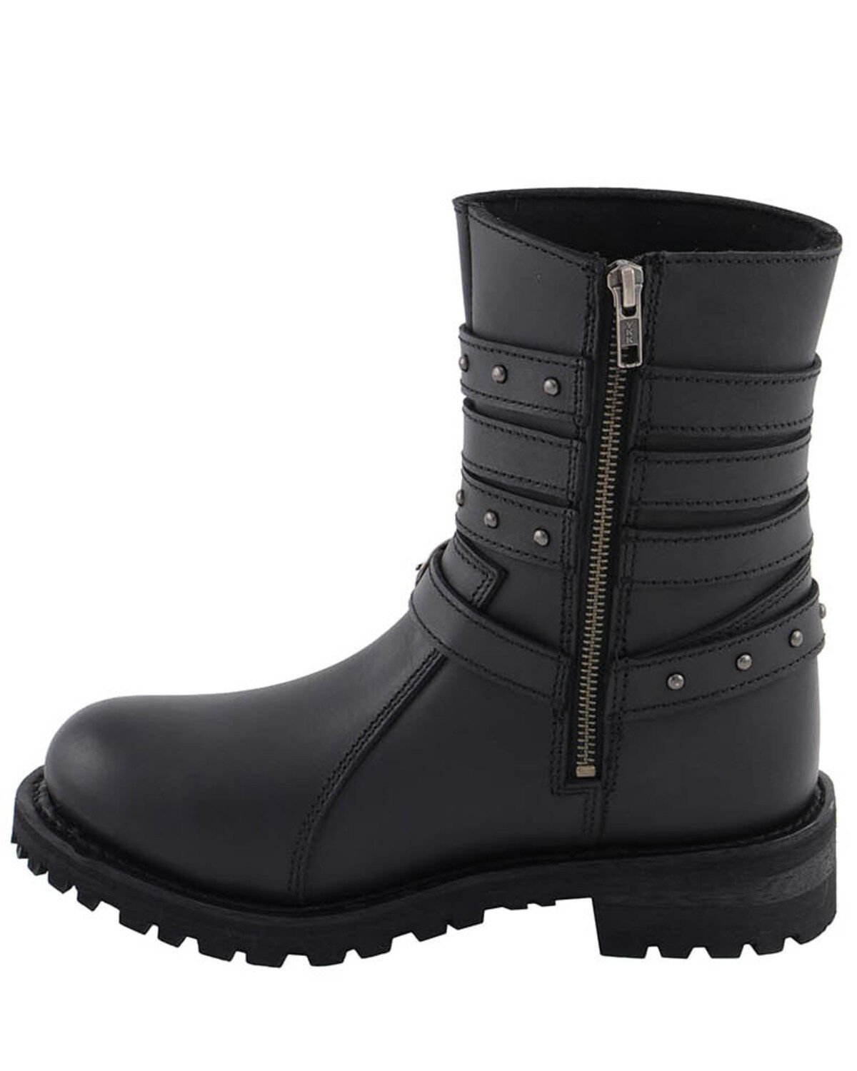 Image #3 - Milwaukee Leather Women's Triple Buckle Harness Moto Boots - Round Toe, Black, hi-res