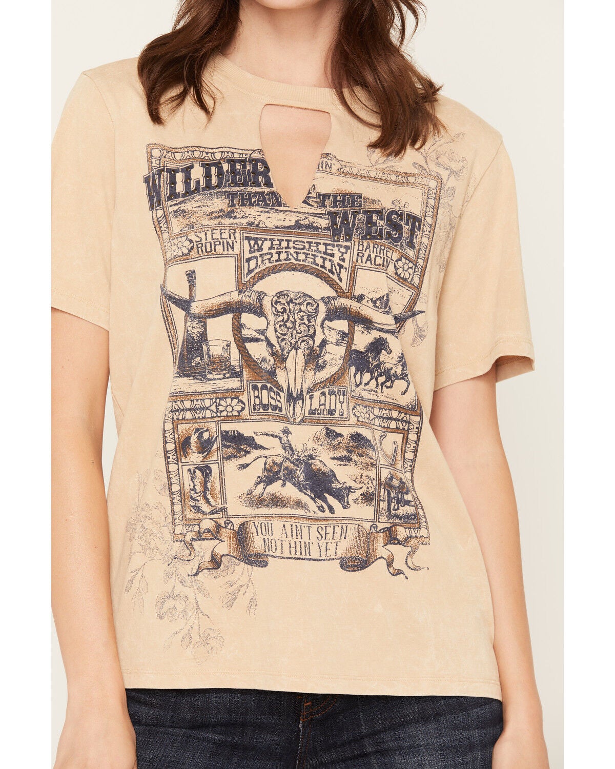 Image #3 - Idyllwind Women's Wilder Than The West Short Sleeve Graphic Tee, Khaki, hi-res