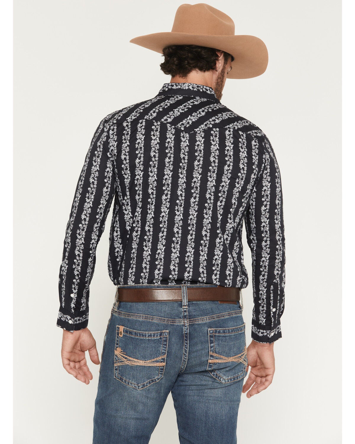 Image #4 - Panhandle Slime Men's Southwestern Striped Print Long Sleeve Snap Western Shirt, Black, hi-res
