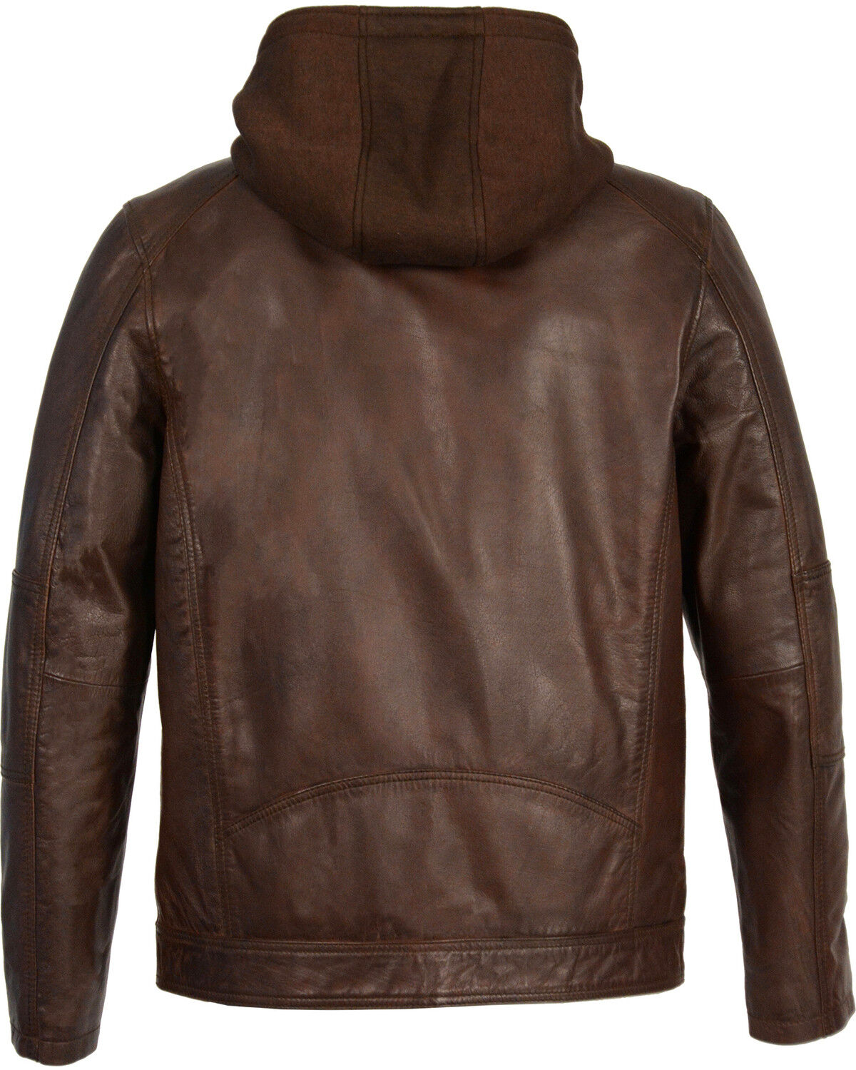 Image #2 - Milwaukee Leather Men's Snap Collar Leather Moto Jacket with Removable Hood - Big - 4X, Brown, hi-res